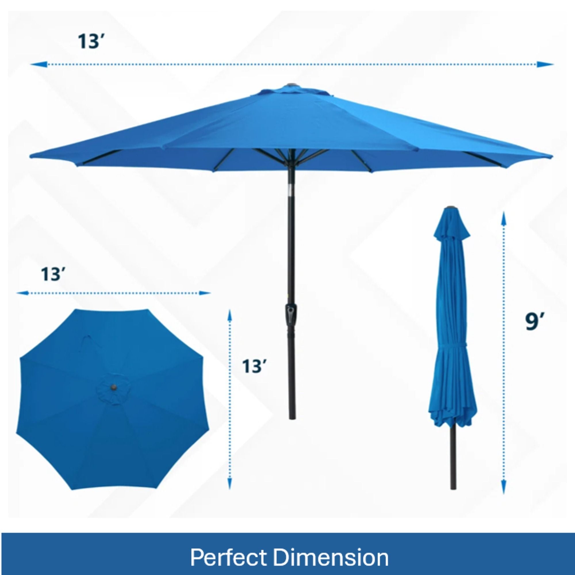 Patio Umbrella With Crank Lift And Tilt, UV-Resistant Canopy by HouseOfZazla