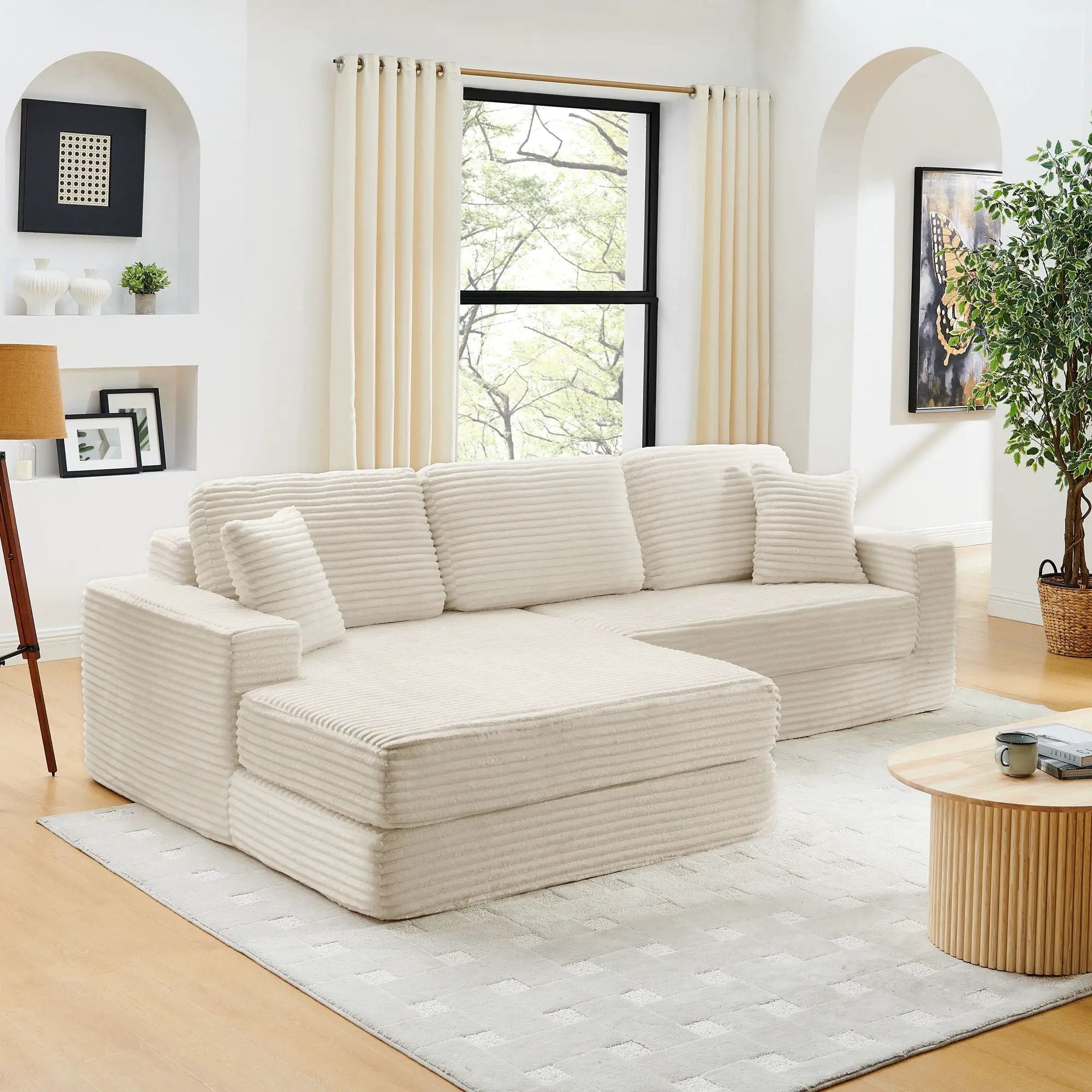 Modern Minimalist L Shape Modular Sectional Sofa, Couch by Unique Piece Furniture