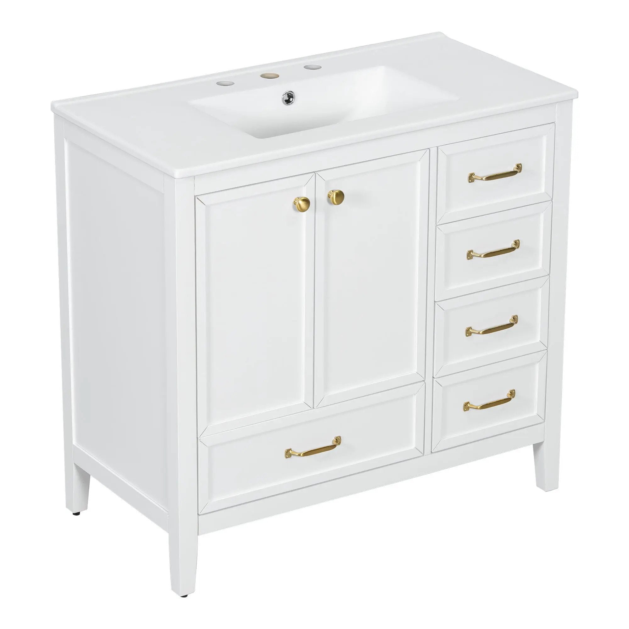 Elegant Vintage Bathroom Vanity With Sink and Soft Closing Drawers by HouseOfZazla