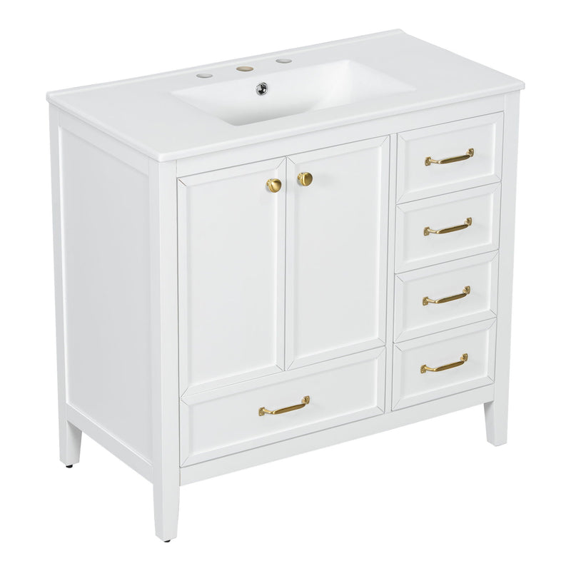Elegant Vintage Bathroom Vanity With Sink and Soft Closing Drawers by HouseOfZazla