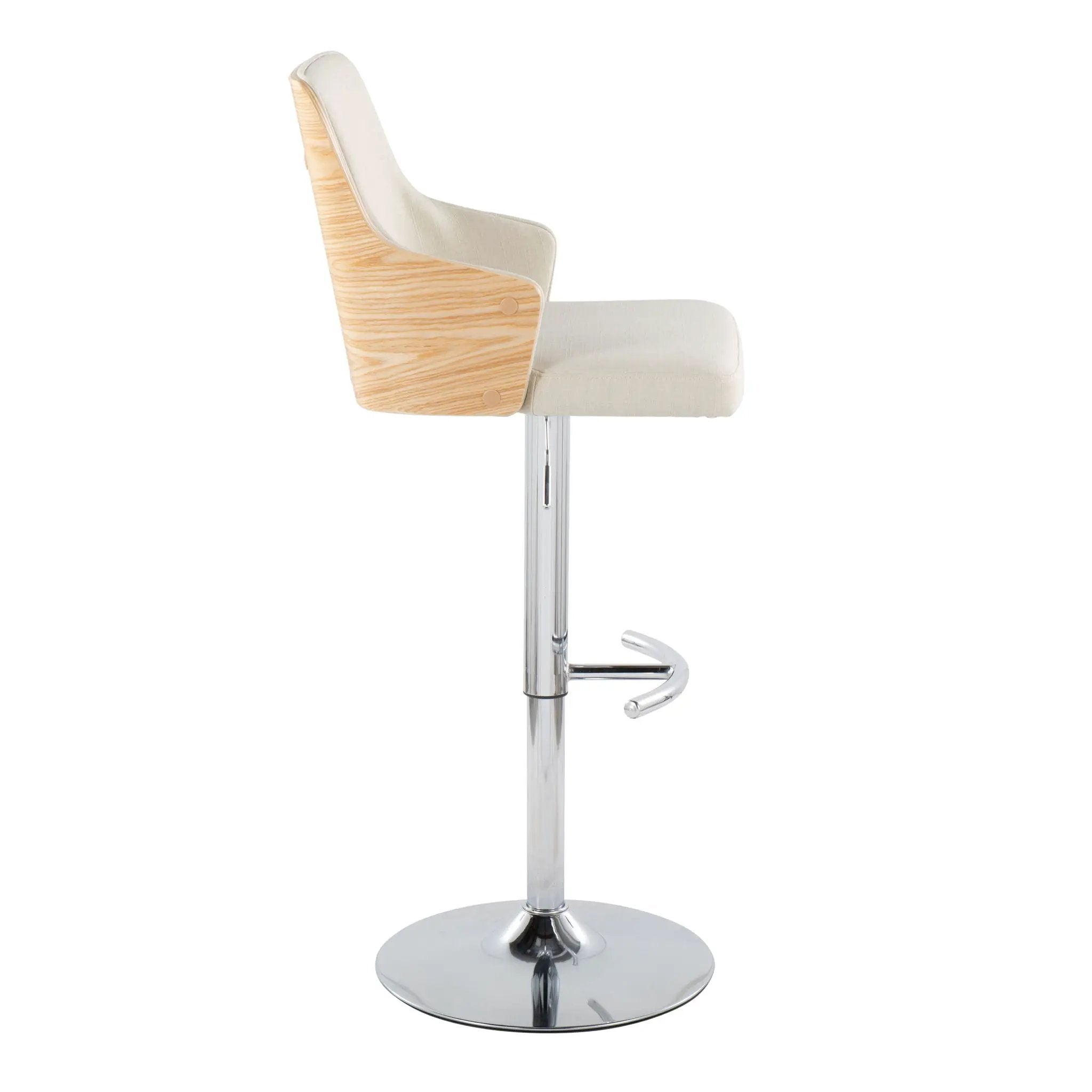 Stella - Contemporary Adjustable Barstool Stool With Swivel & Rounded T Footrest (Set of 2) by Unique Piece Furniture
