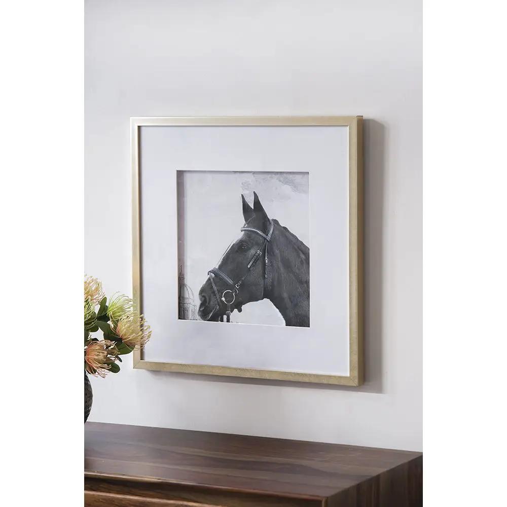 Wall Art Horse Animal Printing, Wall Decor Accent (Set of 2) - Golden / White by Unique Piece Furniture