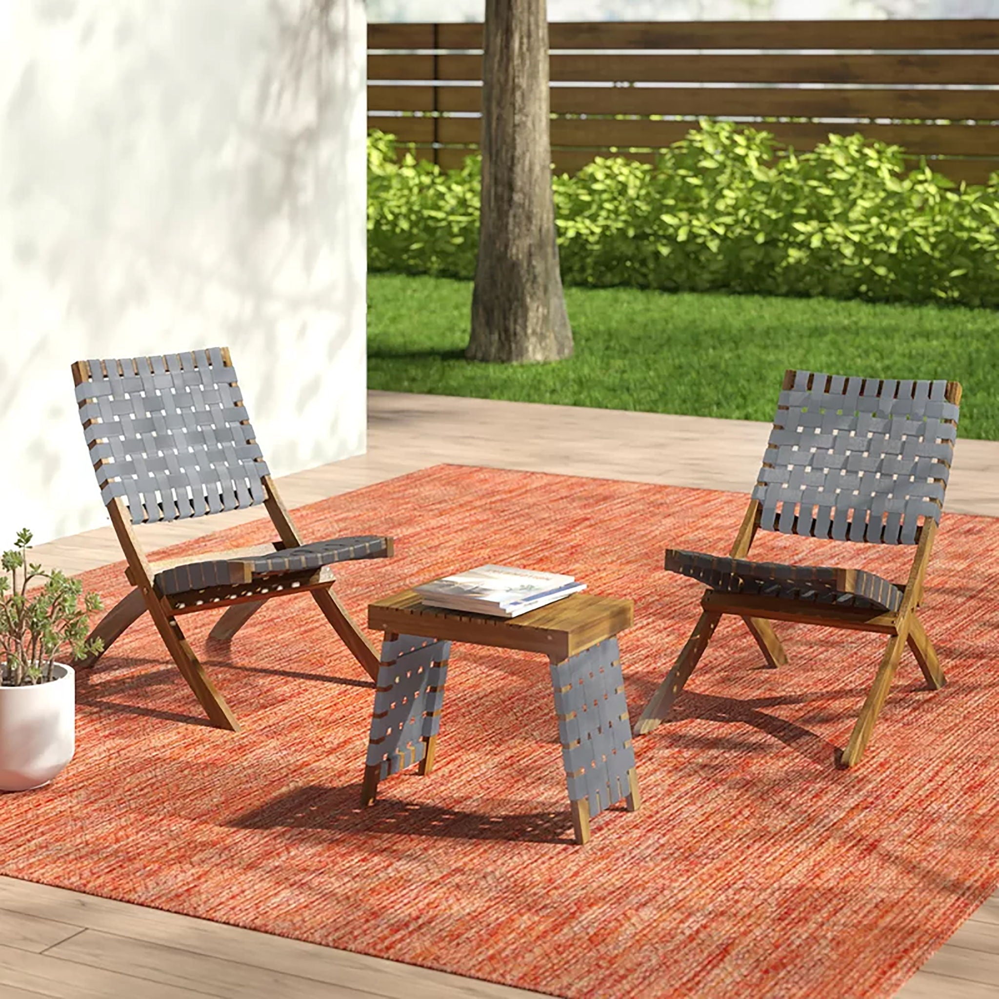Kayla Outdoor Foldable 2 Seater Chat Set - Brown / Gray by HouseOfZazla