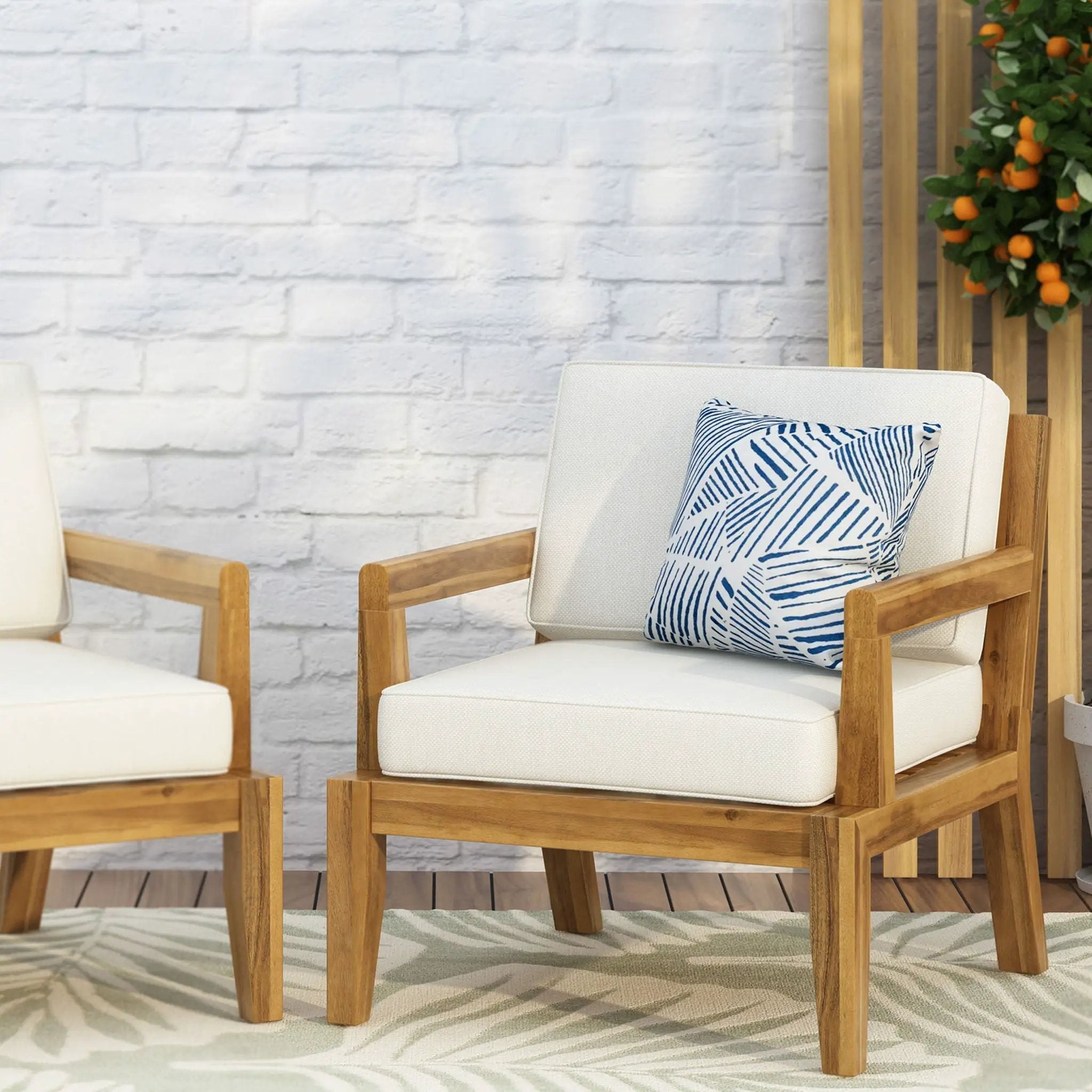 Outdoor Club Chair With Cushions - Beige by HouseOfZazla