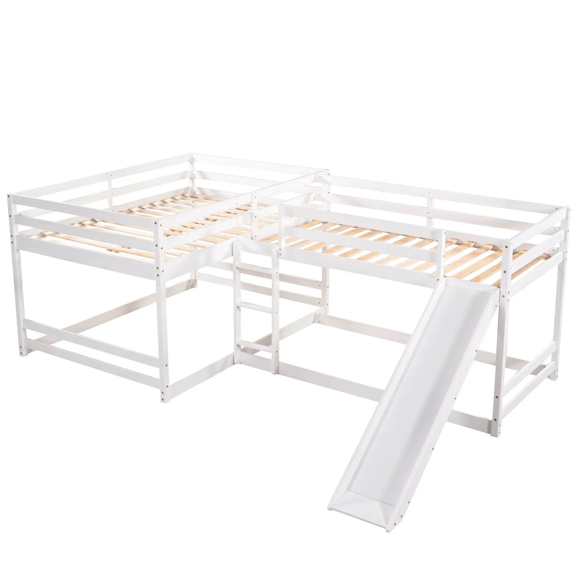 L-Shaped Bunk Bed With Slide And Short Ladder by Unique Piece Furniture
