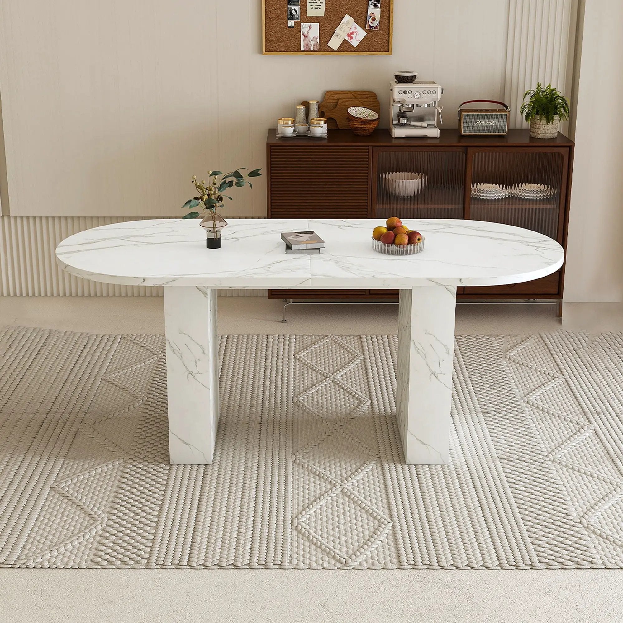 Oval Dining Table With Wood Strip Base by HouseOfZazla