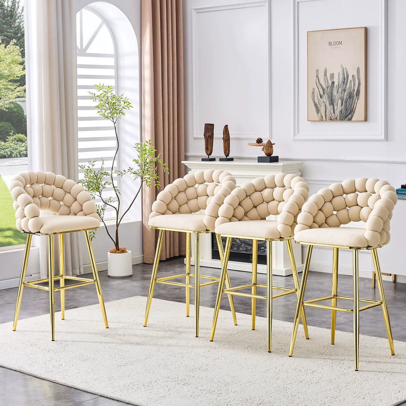 Bubble, Ball Chain Tufted Bar Chairs For Kitchen Island & Home Bar (Set of 2) by Unique Piece Furniture