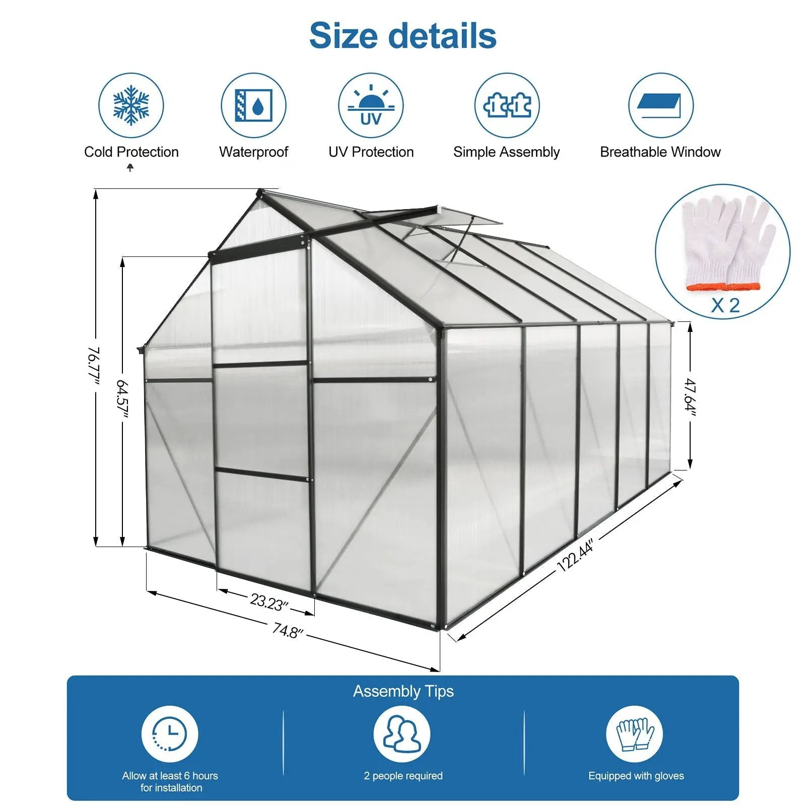 Polycarbonate house Raised Base And Anchor Aluminum Heavy Duty Walk-In houses For Outdoor Backyard In All Season by HouseOfZazla