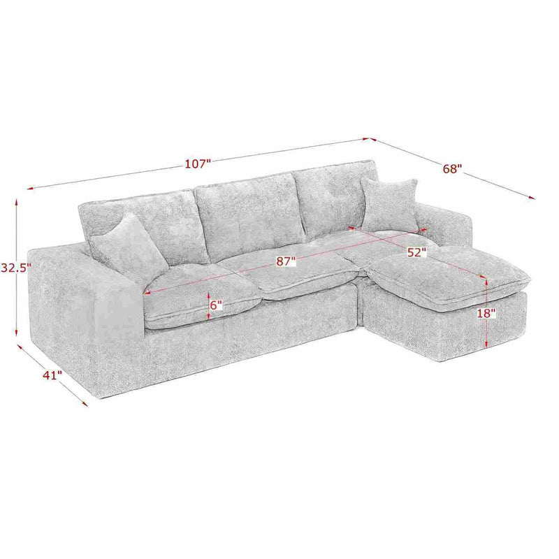 Sectional Sofa With Moveable Ottoman by Unique Piece Furniture