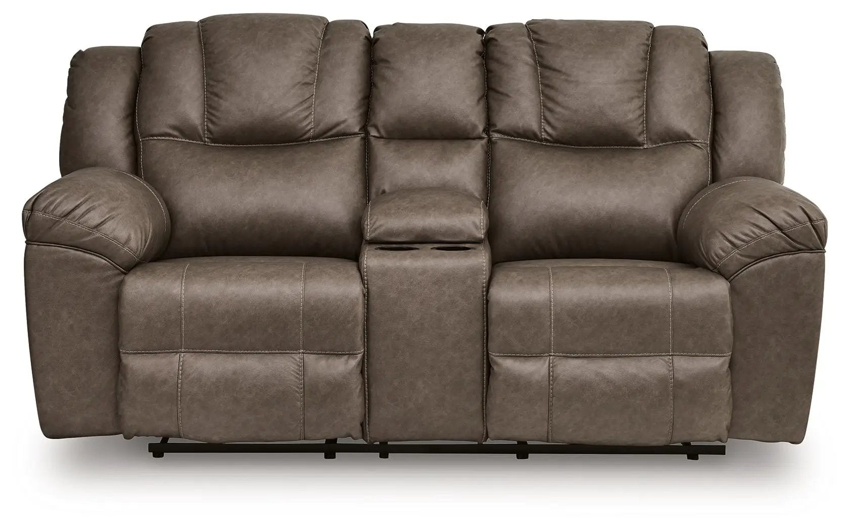 Lowilla - Double Reclining Loveseat With Console - Driftwood by Unique Piece Furniture