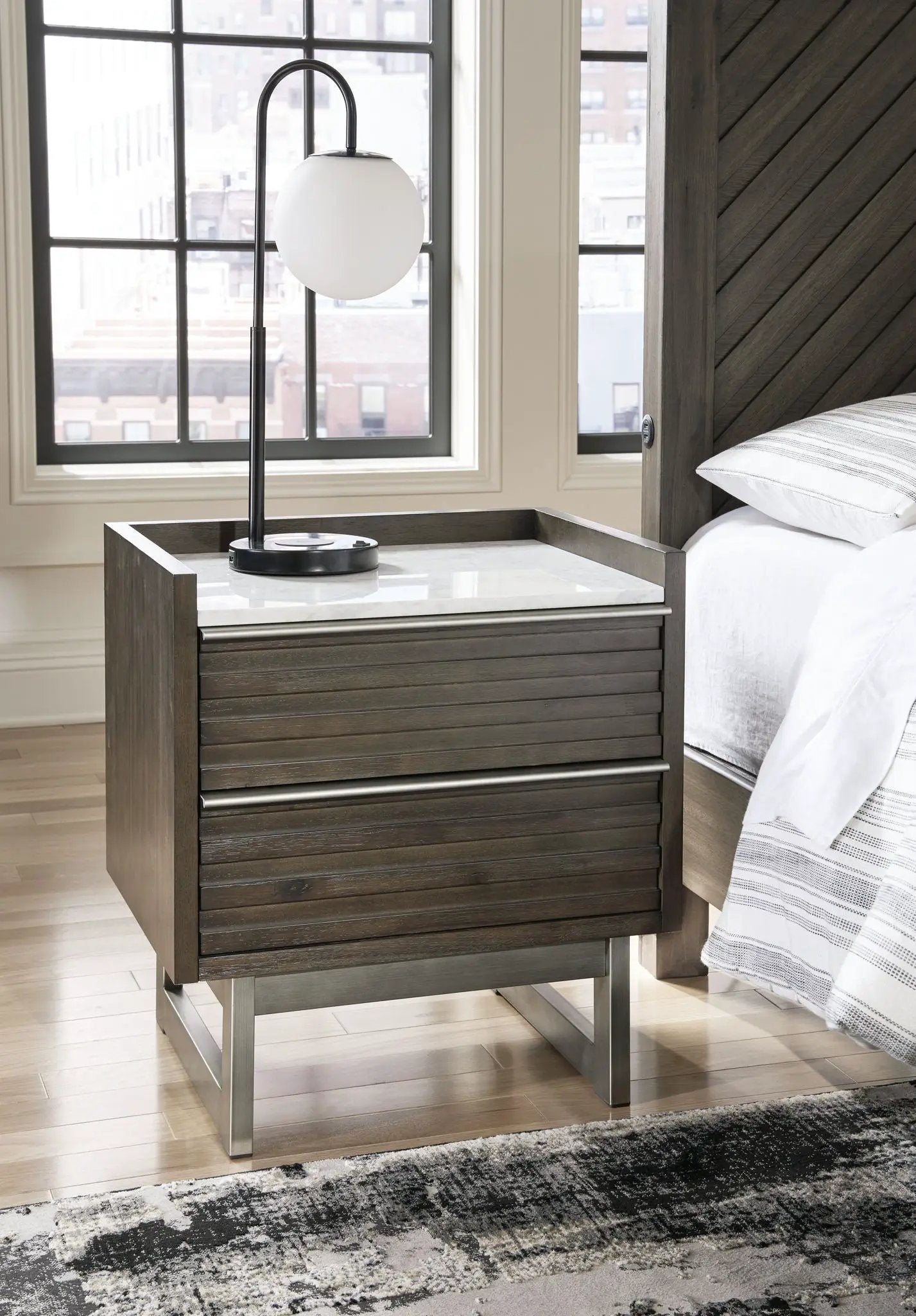 Arkenton - Two Drawer Night Stand - Grayish Brown / White by Unique Piece Furniture