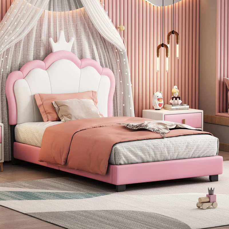 Upholstered Princess Platform Bed With Crown Headboard by HouseOfZazla