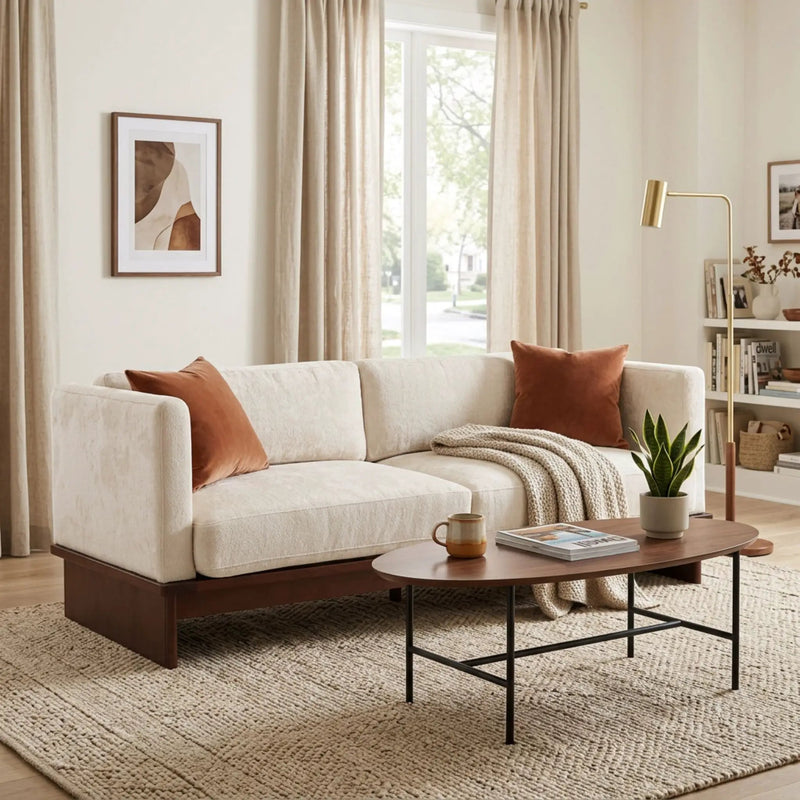 77 in. Square Arm Modern 3 Seater Boucle Sofa Upholstered Couch by HouseOfZazla