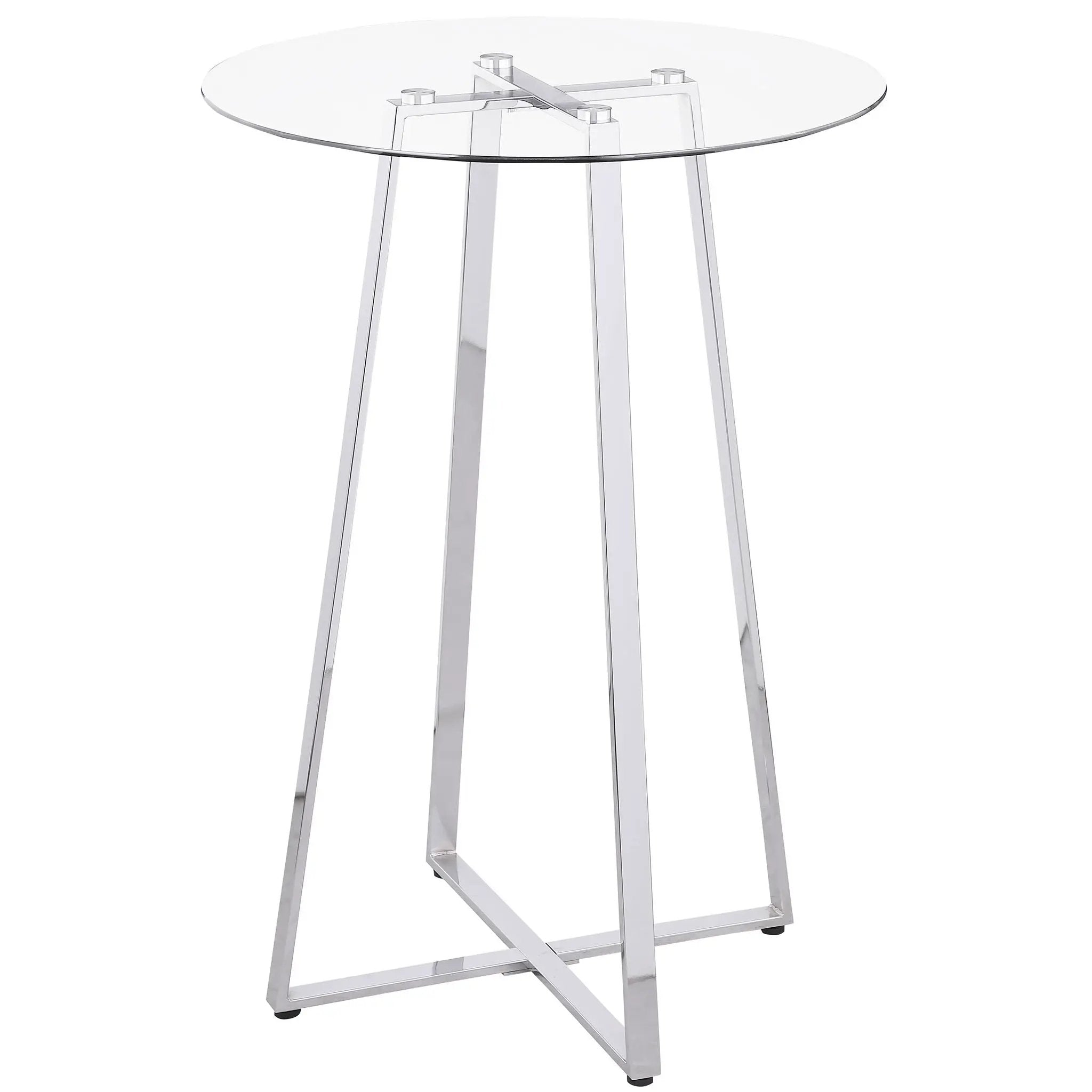 Zanella Round 30-inch Glass Top Bistro Bar Table Chrome by Unique Piece Furniture
