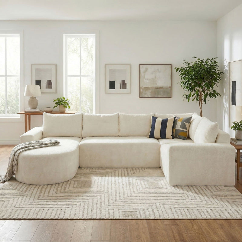 Modular Cloud Sectional Sofa Set, U-Shaped Upholstered Couch With Deep Seat by HouseOfZazla
