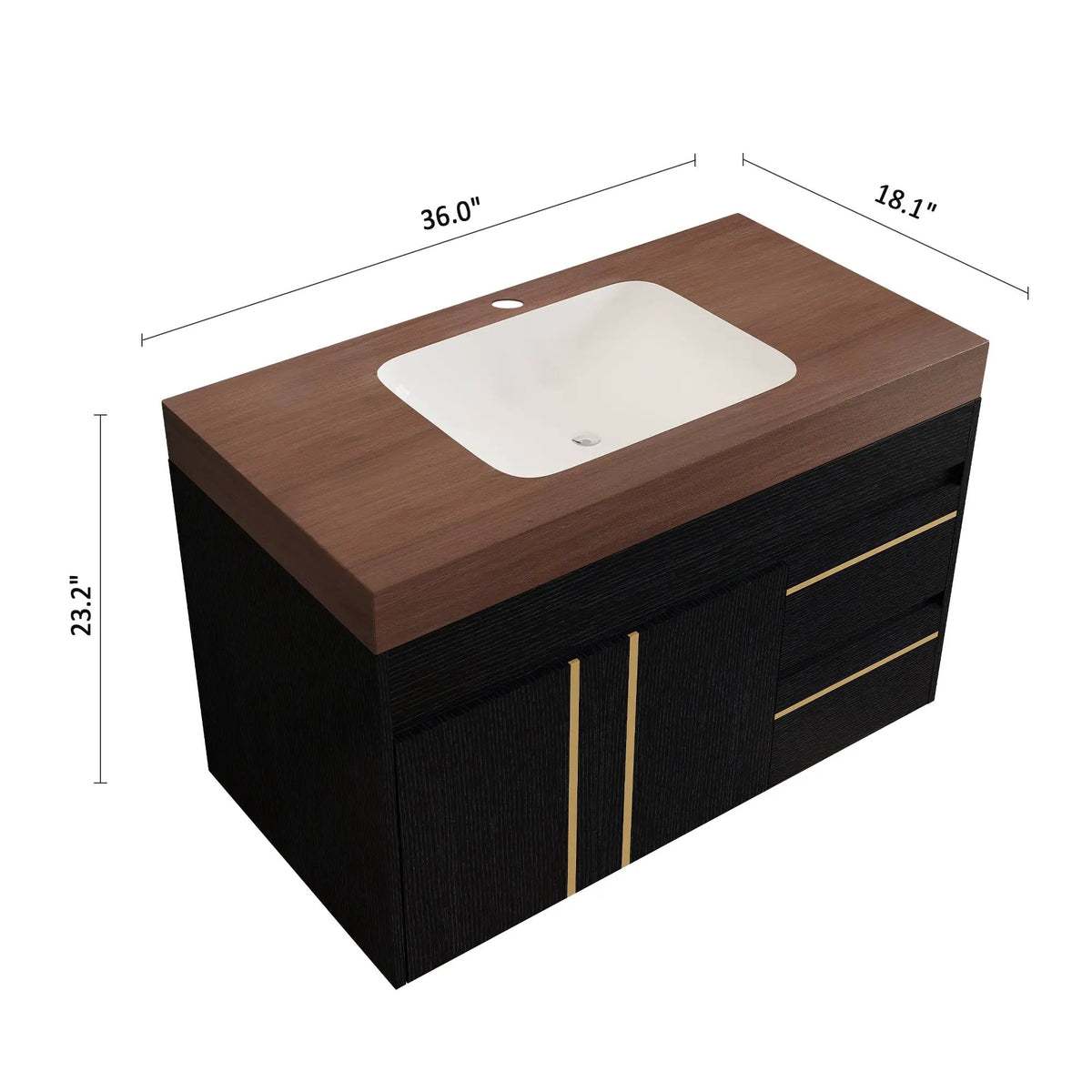 36" Floating Bathroom Vanity with Ceramic Sink and Faux Marble Top, photo 10 of 10