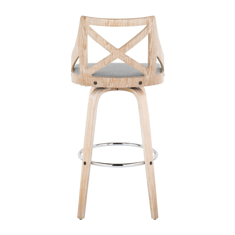 Charlotte - Farmhouse Fixed Height Bar Stool With Swivel And Round Footrest (Set of 2) by Unique Piece Furniture