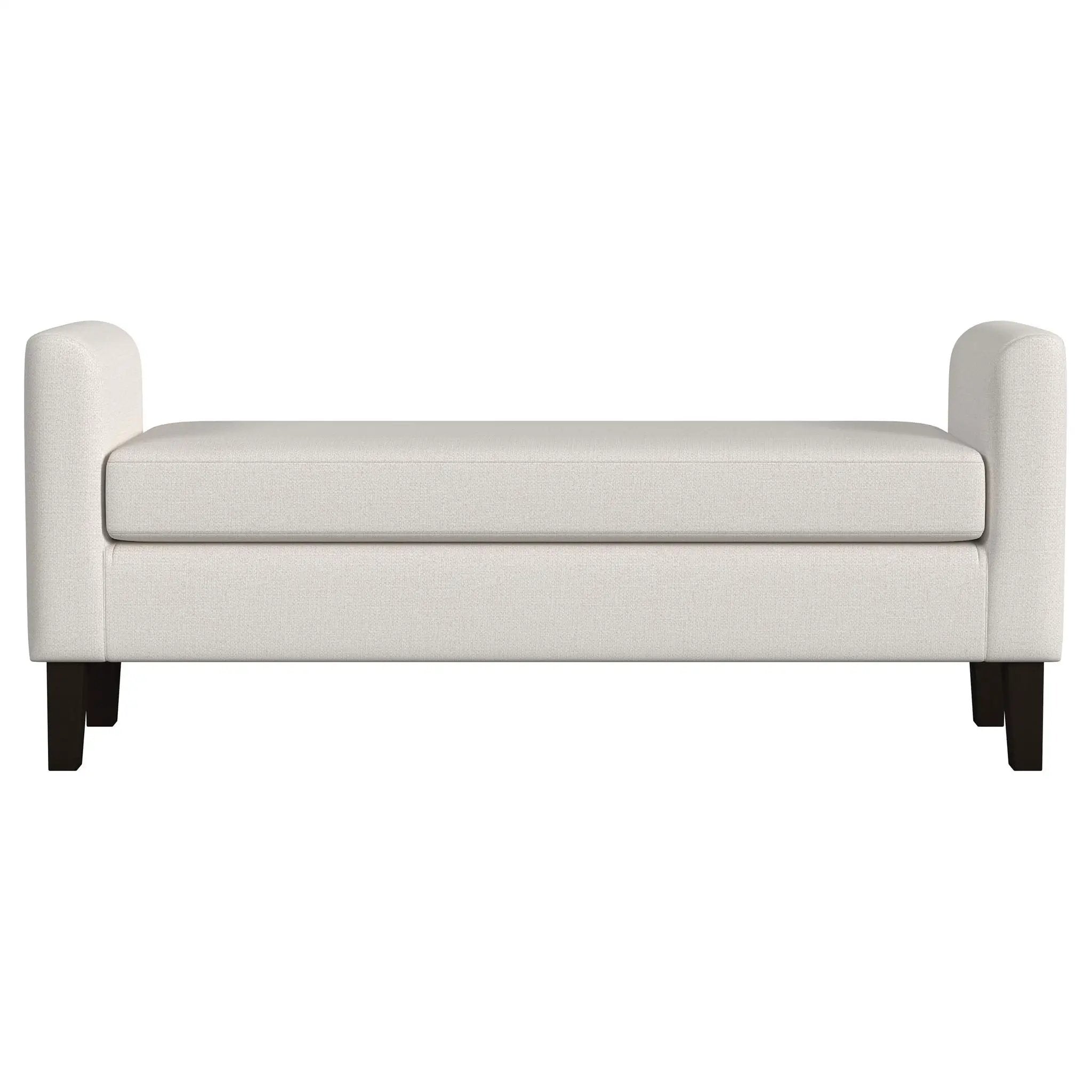 Hollis - Upholstered Accent Bench With Armrests Seating - Vanilla White