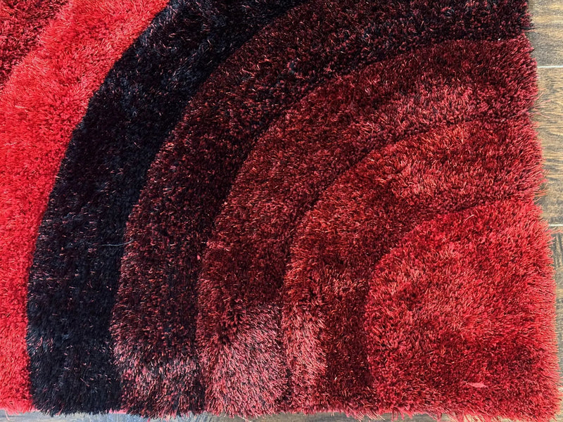 Red and Black Shag Rug 5x7, Pair A by Jewel Rugs