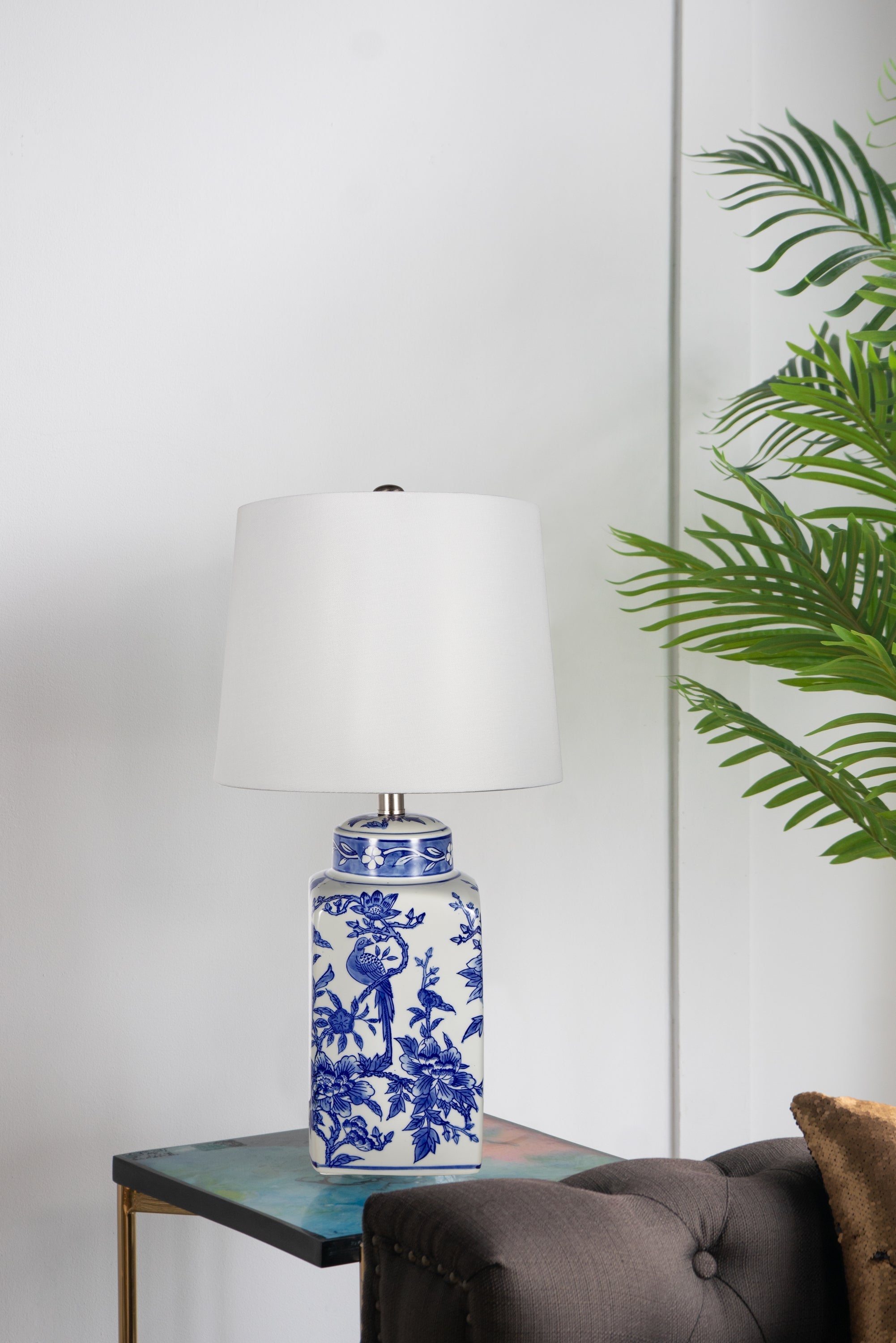 13x25' Blue and White Ceramic Vase Lamp by HouseOfZazla