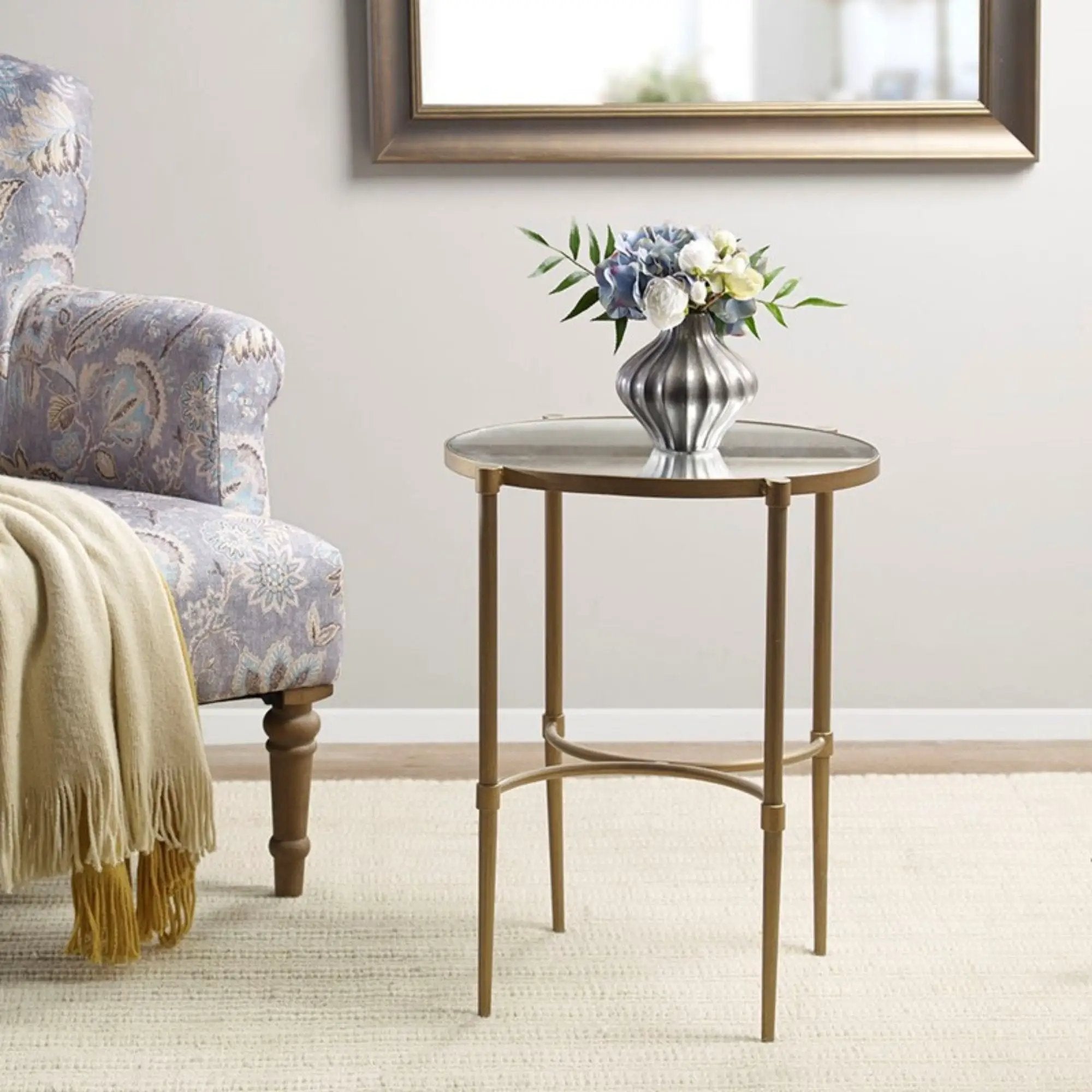 Bedford - Oval Mirror Accent Table - Antique Bronze by Unique Piece Furniture
