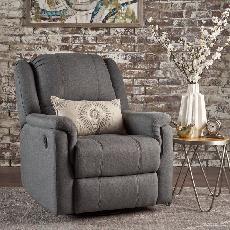 Glider Recliner With Swivel, Manual Reclining Chair by HouseOfZazla
