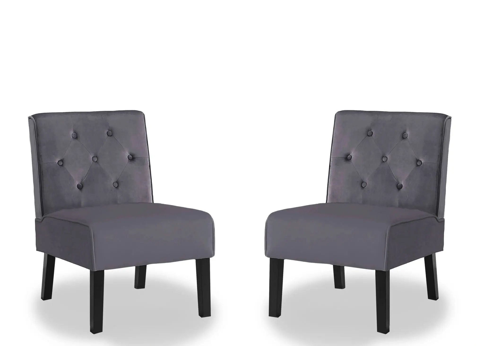 Reese - Living Room Armless Button Tufted Pattern Accent Chair (Set of 2) by HouseOfZazla