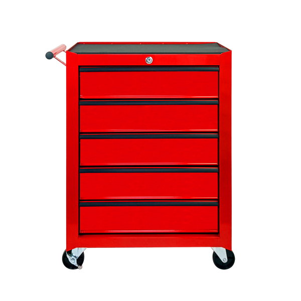 Rolling Metal Tool Chest with 5 Drawers, 20" Steel Cabinet - Red