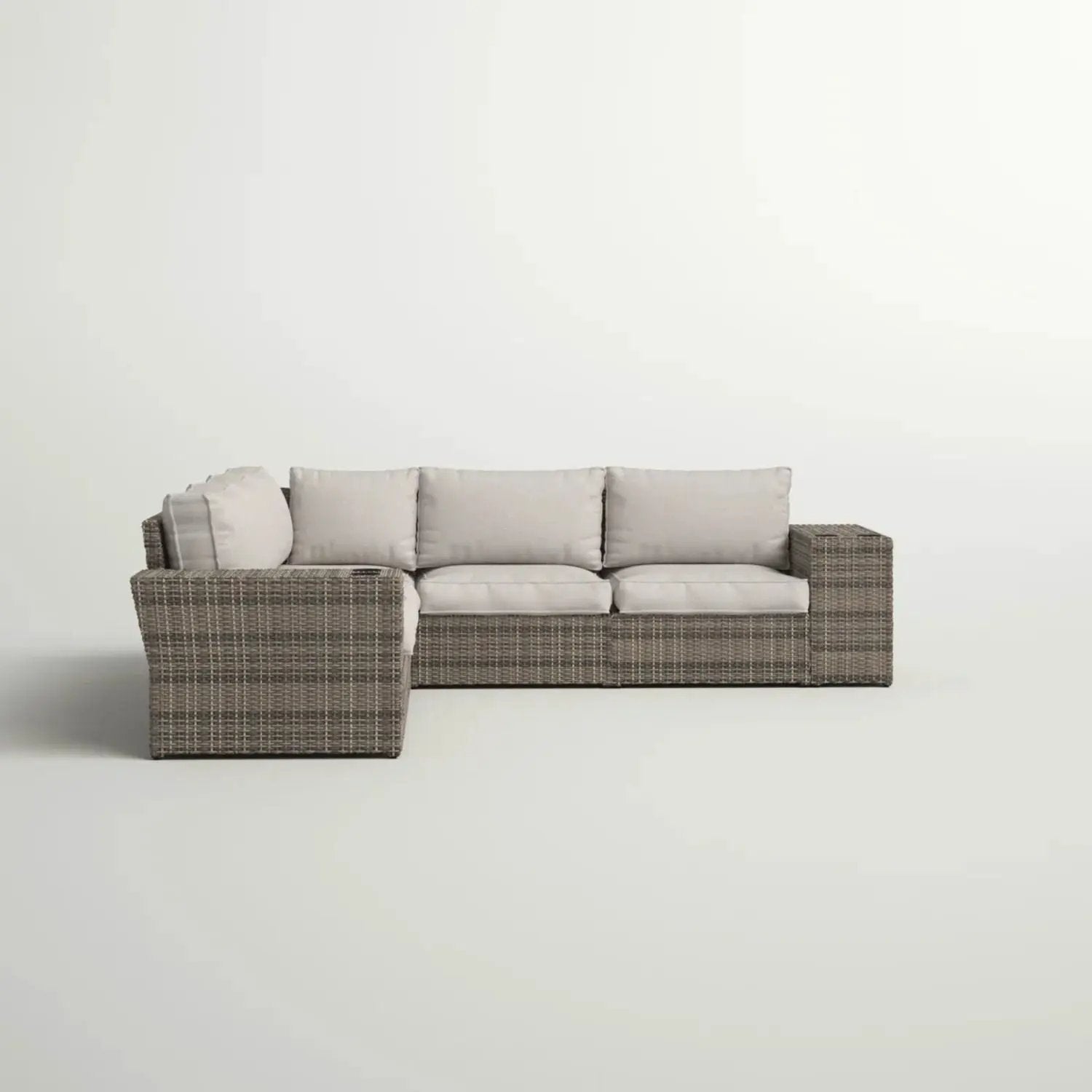 Wide Outdoor Wicker Patio Sectional With Cushions & Reversible Design - Gray by Unique Piece Furniture