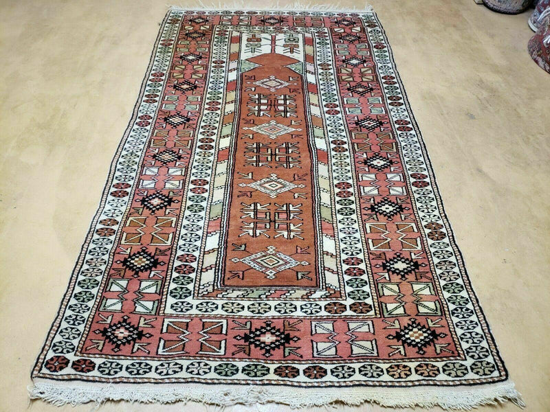 4' X 7' Antique Handmade Turkish Melas Oushak Wool Rug by Jewel Rugs