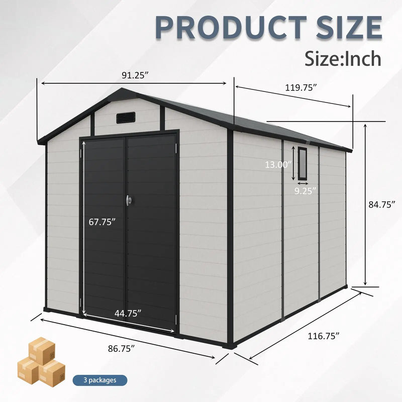 8x10 FT Plastic Outdoor Storage Shed by HouseOfZazla
