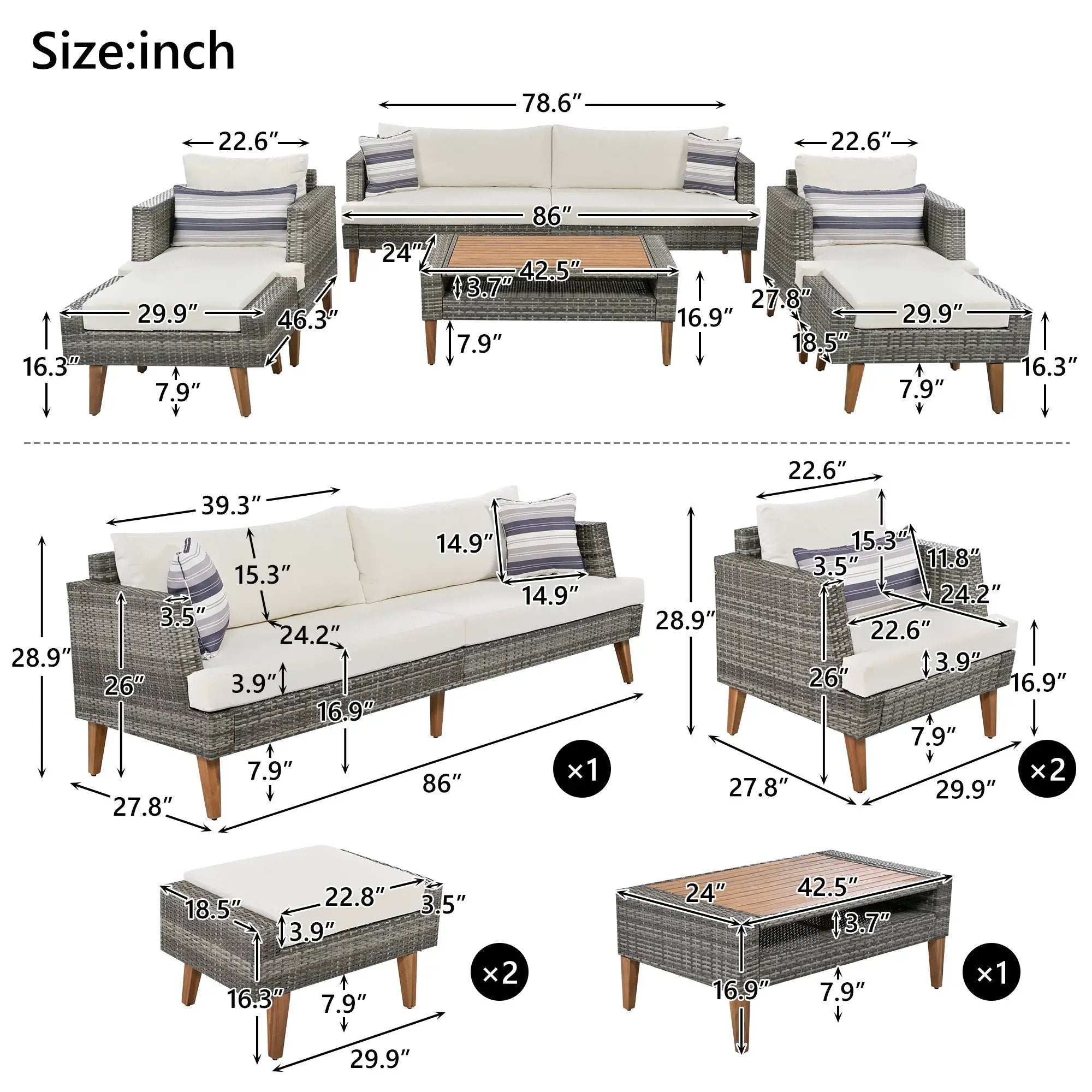 6-Piece All Weather PE Wicker Sofa Set by HouseOfZazla