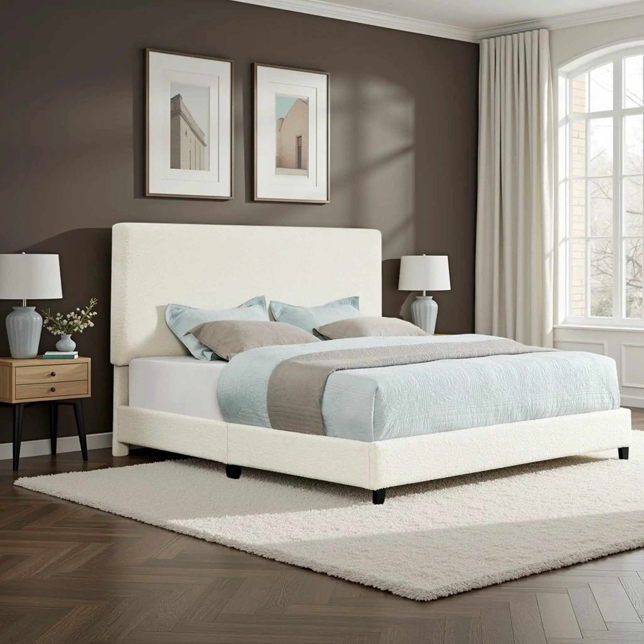 Platform Bed & Upholstered Headboard by Unique Piece Furniture