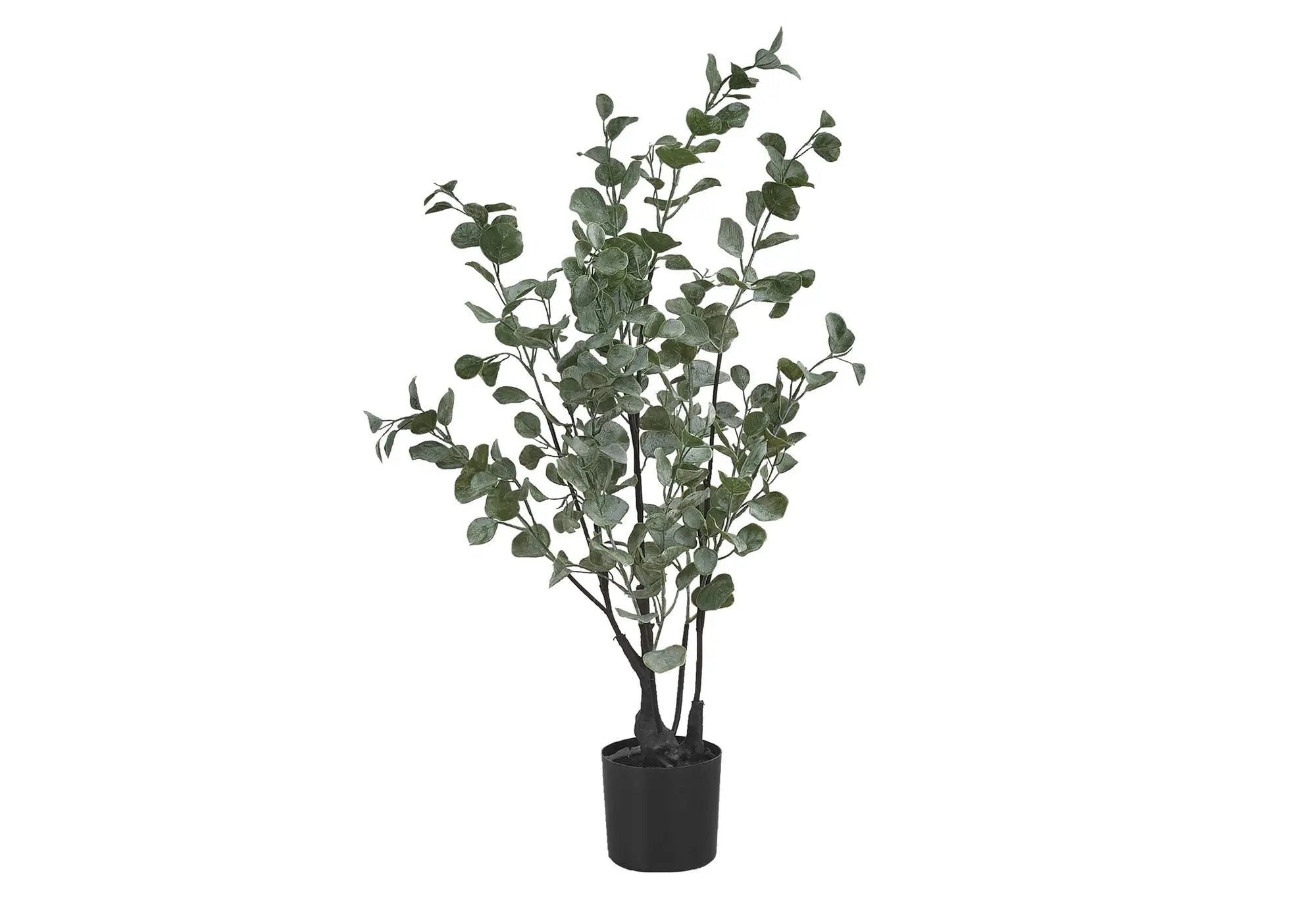 35" Tall, Artificial Plant, Eucalyptus Tree, Indoor, Faux, Fake, Floor, Greenery, Potted, Decorative - Green / Black by Unique Piece Furniture