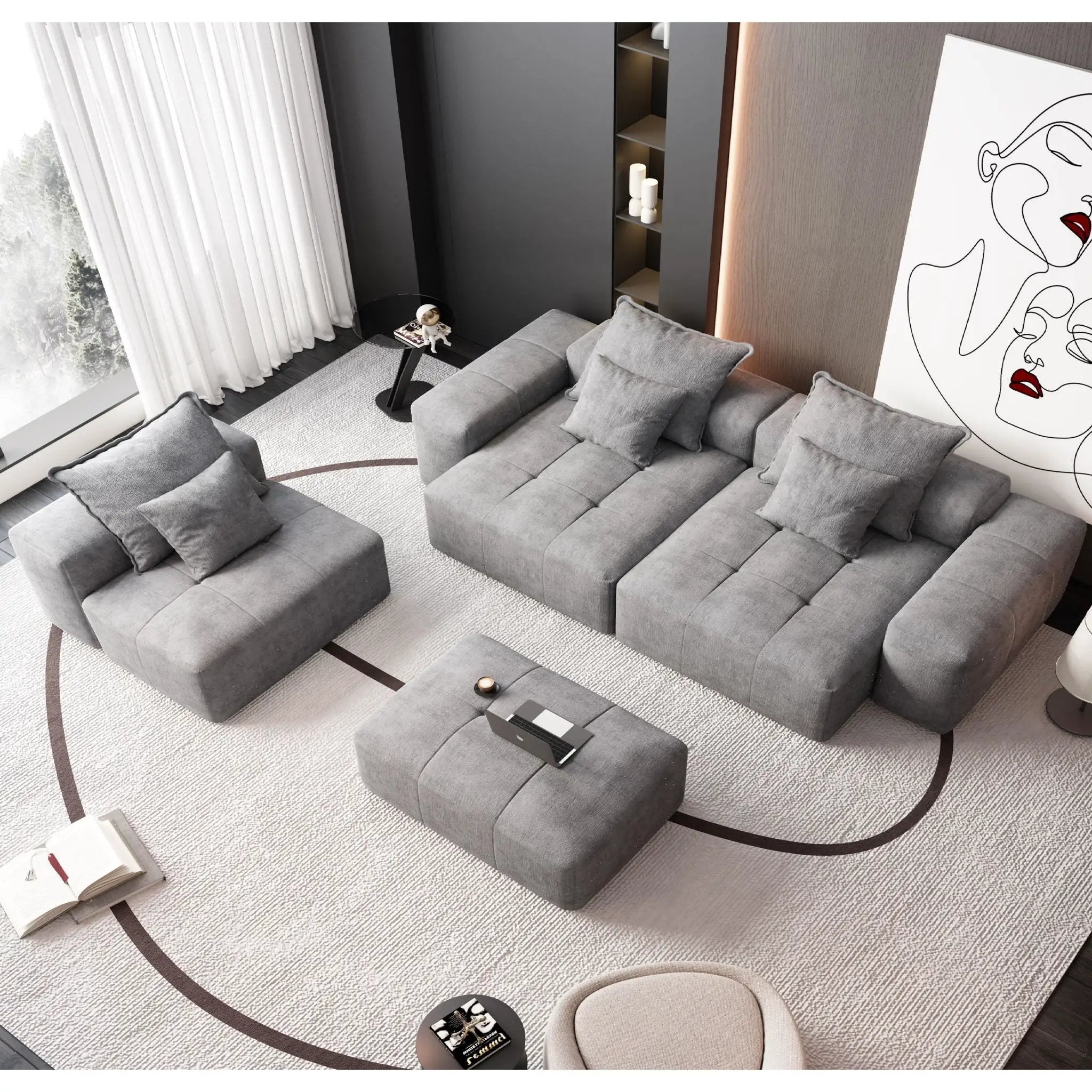 Modern Oversized DIY Combination Modular Sectional Sofa With Pillows by HouseOfZazla