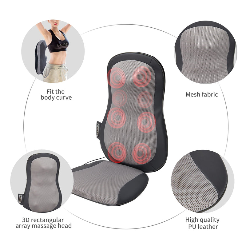 Therapeutic Shiatsu Massage Cushion With Heat Function, Polypropylene - Gray by HouseOfZazla