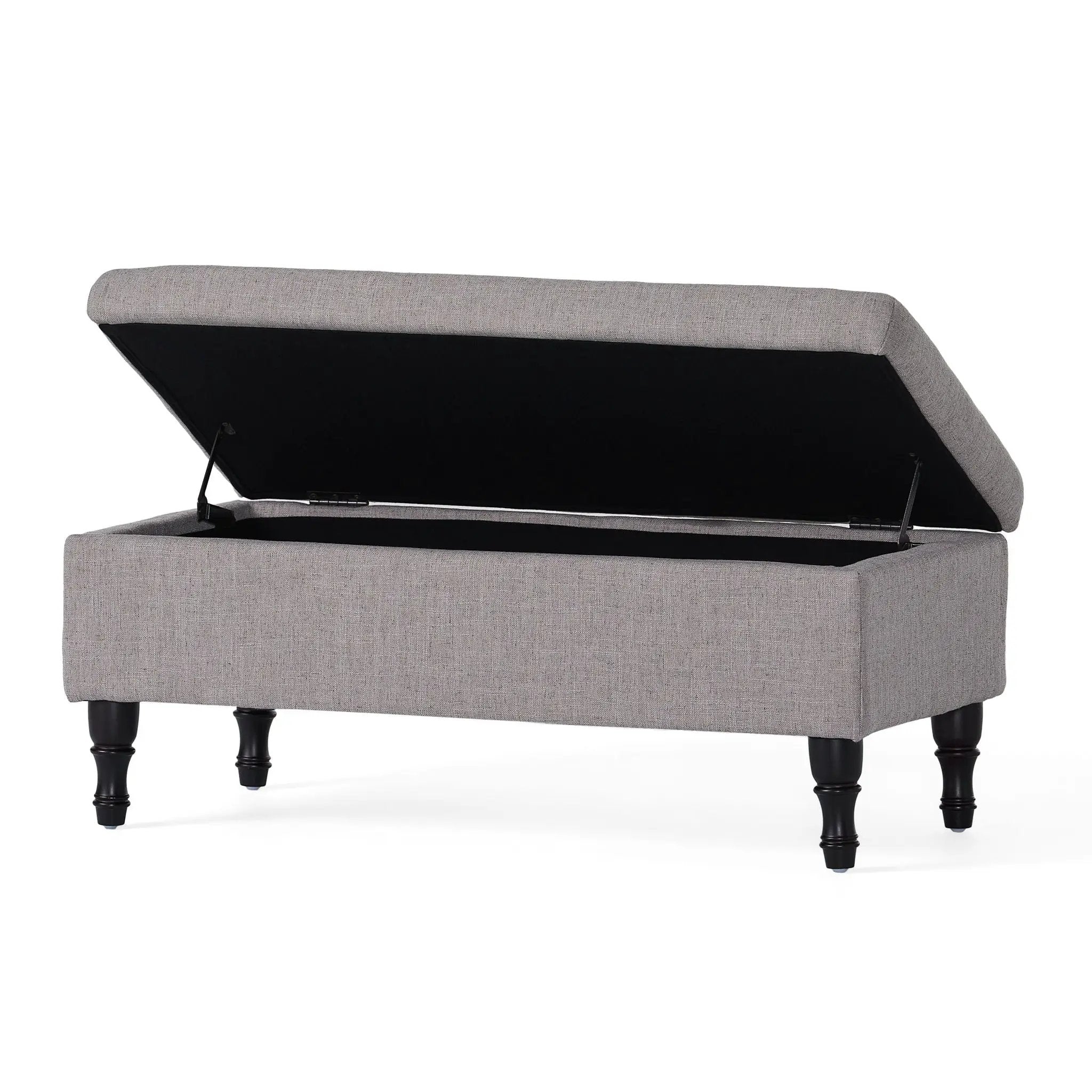 Dean Fabric Storage Wide Tufted Rectangle Ottoman - Gray by HouseOfZazla
