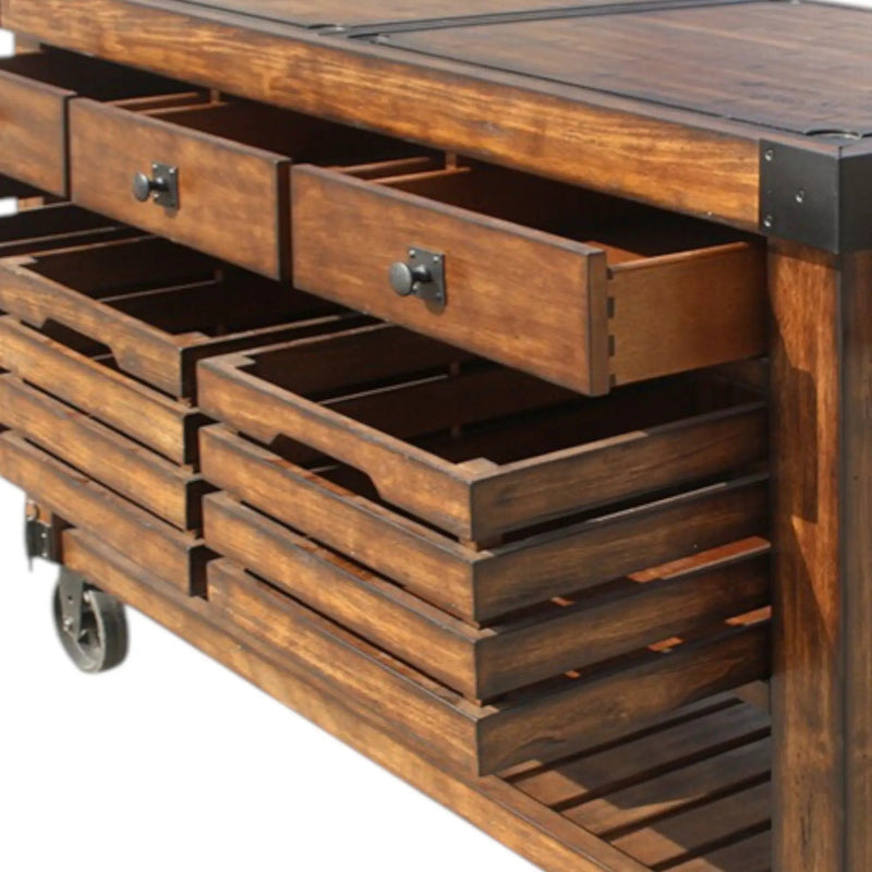 Kaif - Distressed Chestnut Kitchen Cart - Chestnut by Unique Piece Furniture