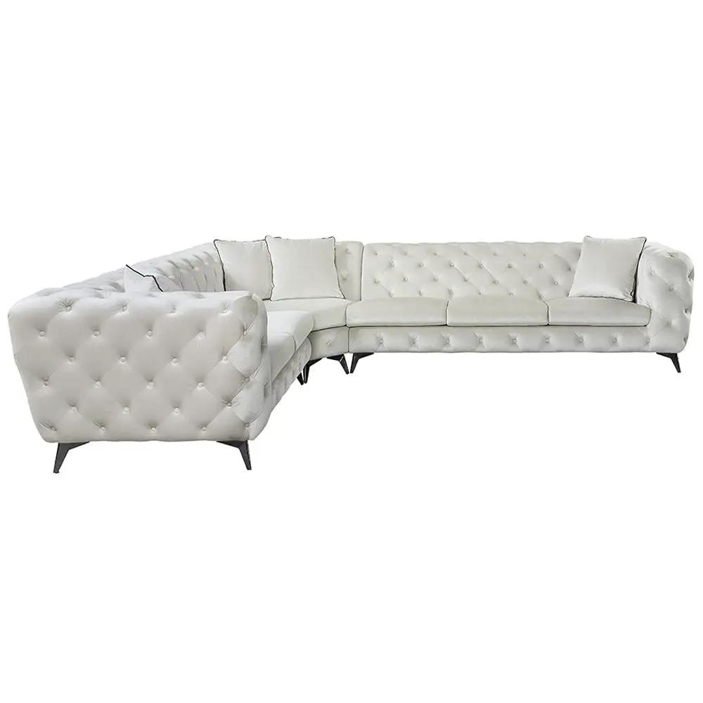 Atronia - Sectional Sofa With 4 Pillows - Beige Fabric by Unique Piece Furniture