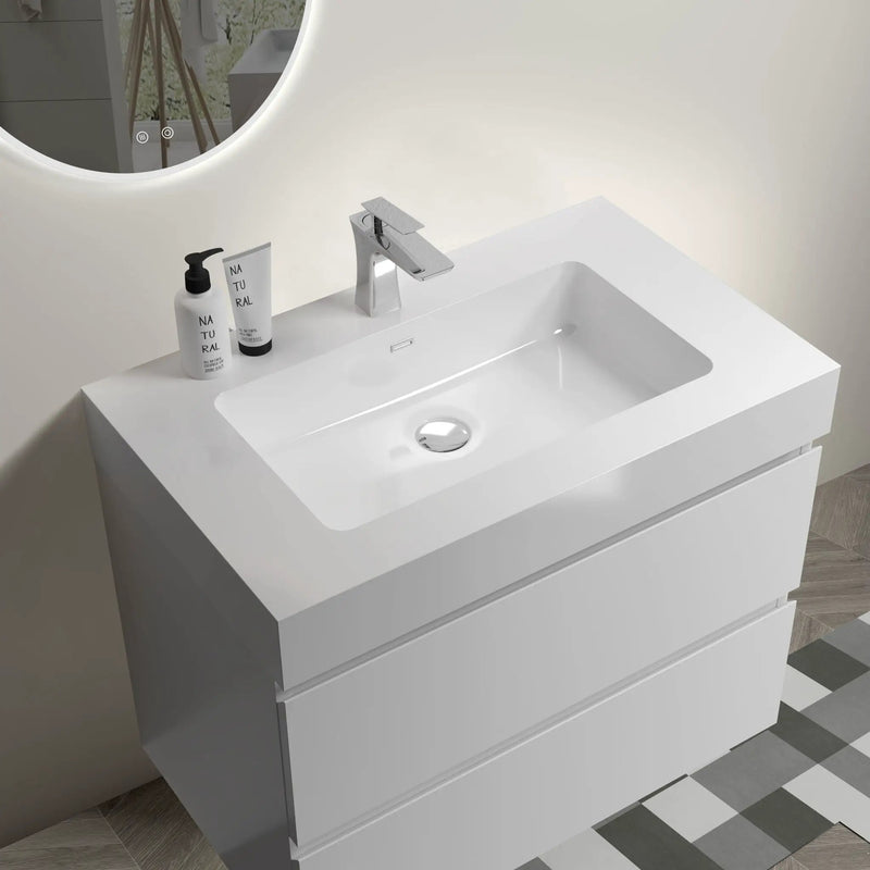 Alice - Bathroom Vanity With Large Storage, Sink Wall Mounted Floating Bathroom Vanity For Modern Bathroom, One-Piece Sink Basin Without Drain And Faucet by HouseOfZazla
