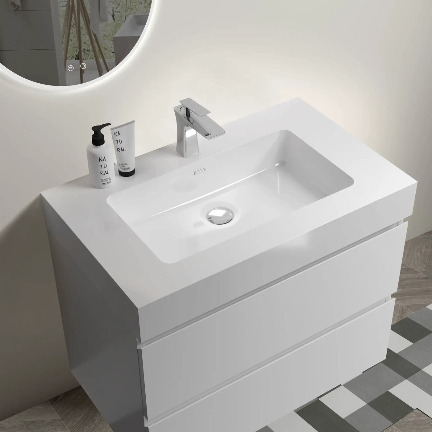 Alice - Bathroom Vanity With Large Storage, Sink, Wall Mounted by Unique Piece Furniture