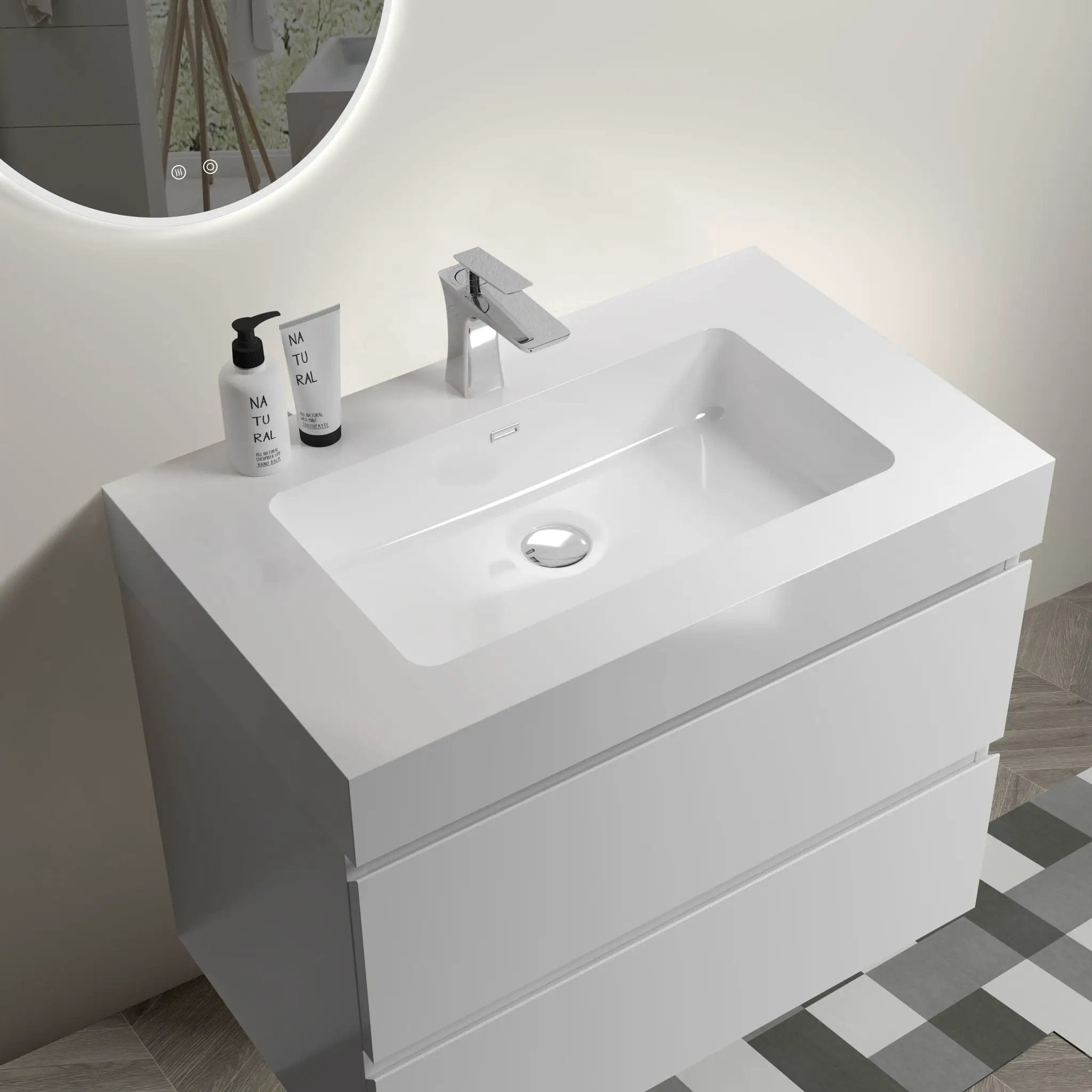 Alice - Bathroom Vanity With Large Storage, Sink, Wall Mounted by Unique Piece Furniture