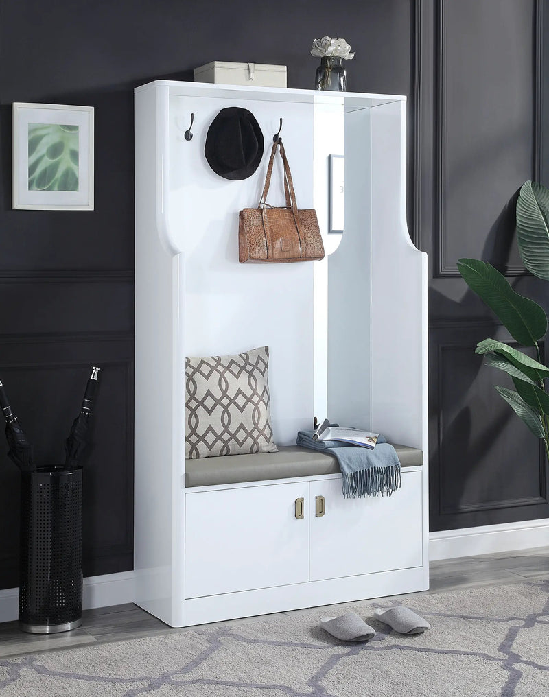 Buck II - High Gloss Hall Tree - White by Unique Piece Furniture