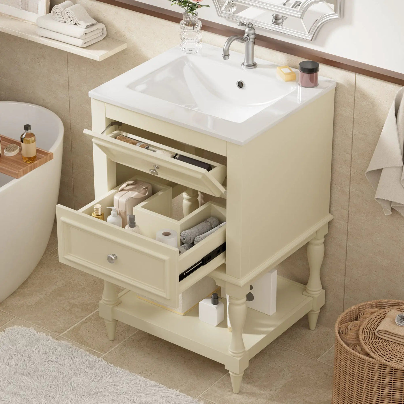 20'' Bathroom Vanity with Ceramic Sink and Storage Cabinet by HouseOfZazla