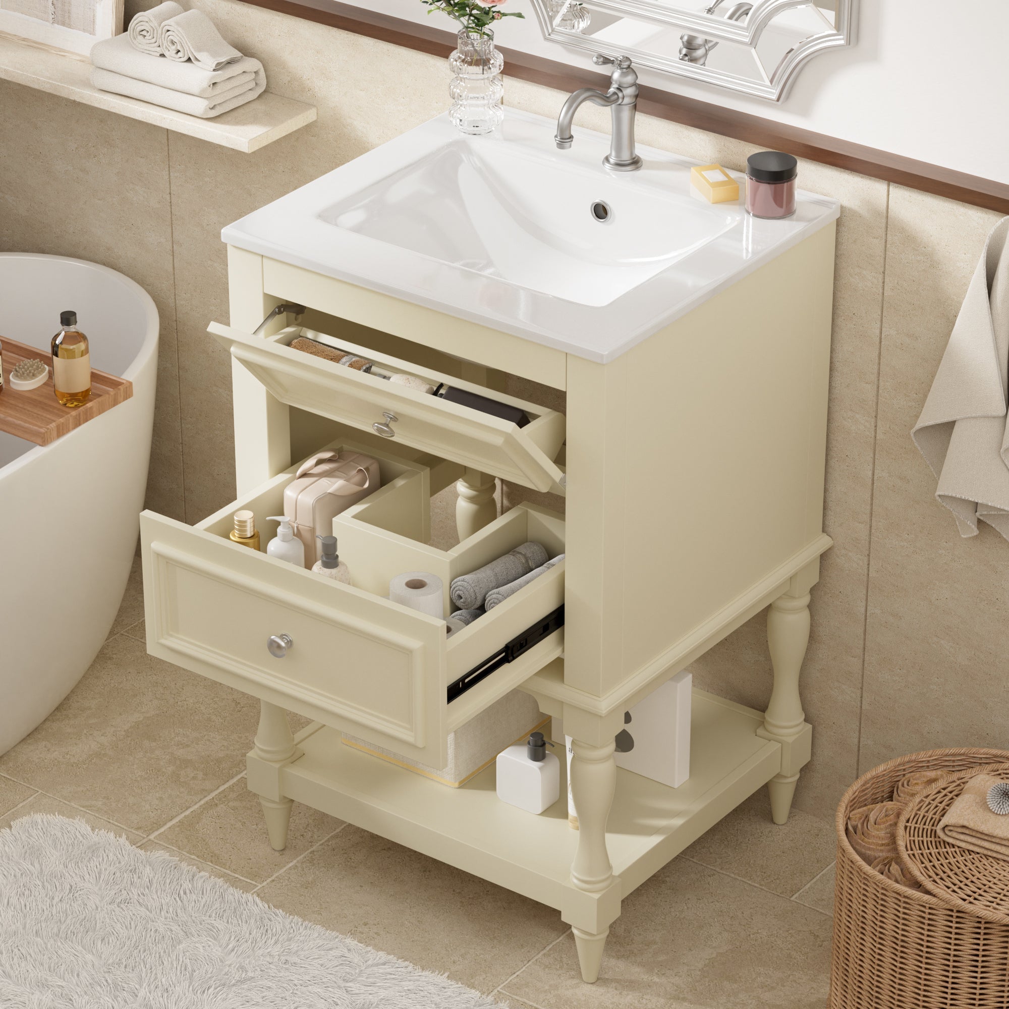 20'' Bathroom Vanity with Ceramic Sink and Storage Cabinet by HouseOfZazla