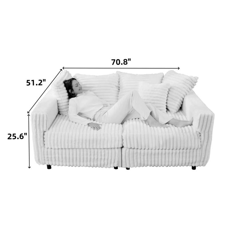 Modern Comfy Upholstered 4 Seat Sofa Cloud Couch, Deep Seat With Soft Pillows by HouseOfZazla