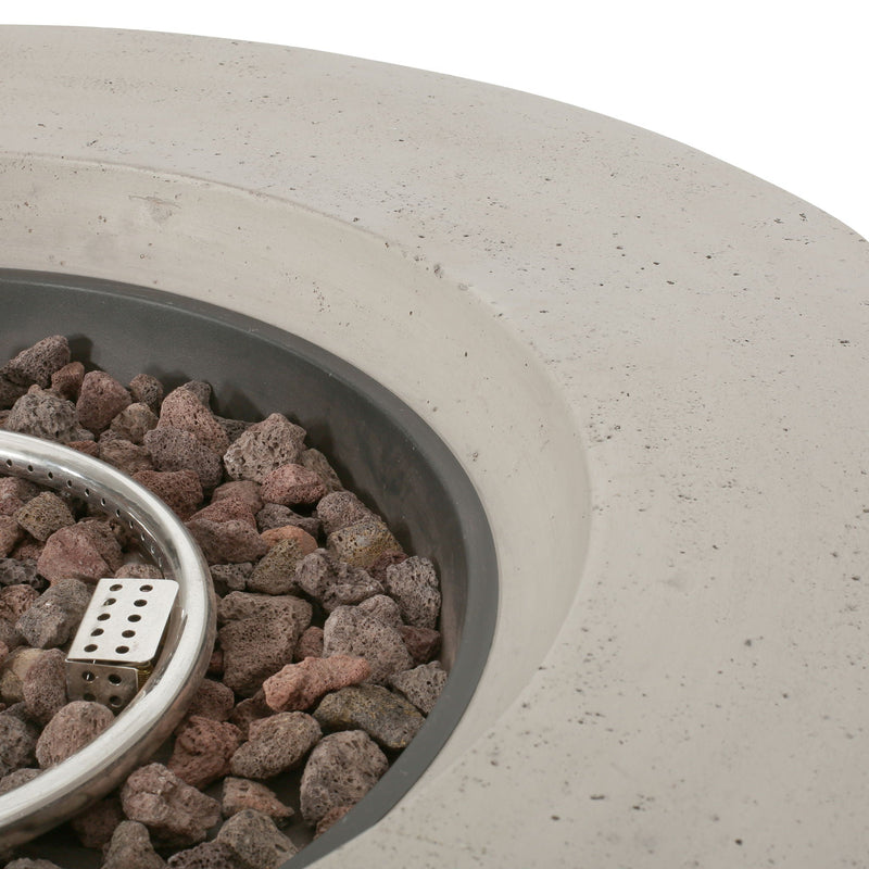 Modern Lightweight Concrete Outdoor Circular Fire Pit 50,000 BTU by HouseOfZazla