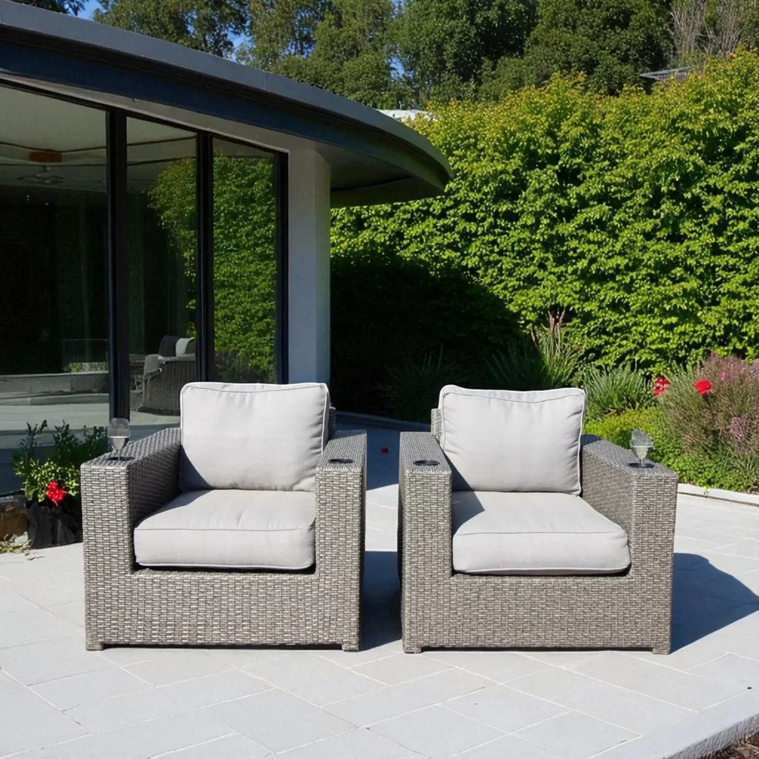 Outdoor Lounge Chairs With Cushions, Weather Resistant - Gray Mix by HouseOfZazla