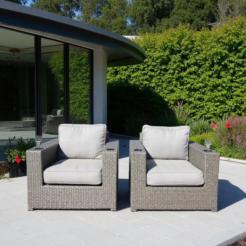 Outdoor Lounge Chairs With Cushions, Weather Resistant - Gray Mix by HouseOfZazla