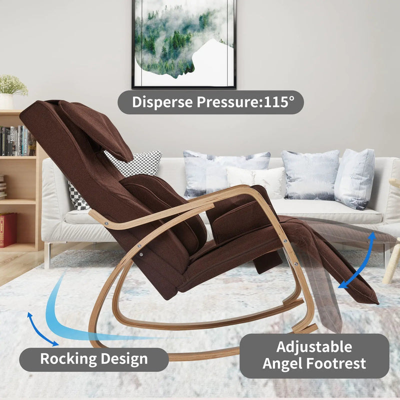 Full Massage Function Air Pressure Comfortable Relax Rocking Chair, Lounge Chair Relax Chair With Cushion - Brown by HouseOfZazla